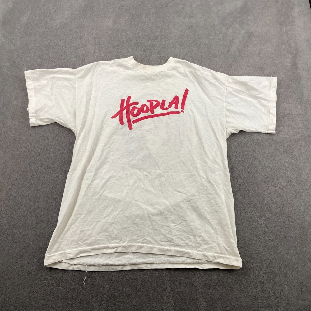 Vintage Screen Stars Best Fischer Hoopla Beer T-Shirt Men XL White Graphic Print